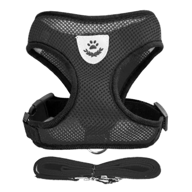 Harnais réglable en maille de polyester doux et respirant pour chiens et chats, avec laisse de promenade 10