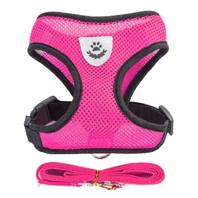 Harnais réglable en maille de polyester doux et respirant pour chiens et chats, avec laisse de promenade 13