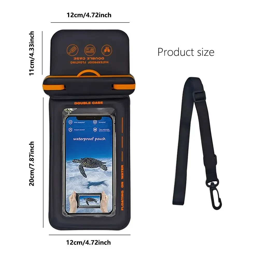 Pochette étanche flottante IPX8 pour téléphone, compatible écran tactile, avec lanière et 2 poches, pour la natation 4