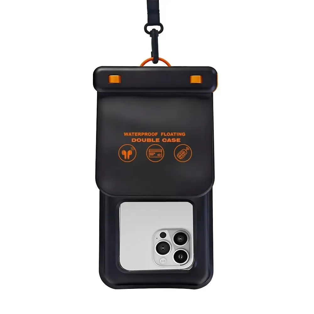 Pochette étanche flottante IPX8 pour téléphone, compatible écran tactile, avec lanière et 2 poches, pour la natation 5