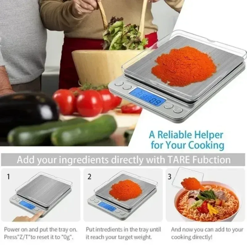 Balance de cuisine électronique LCD, balance de précision pour aliments et bijoux, mesure numérique en grammes 4