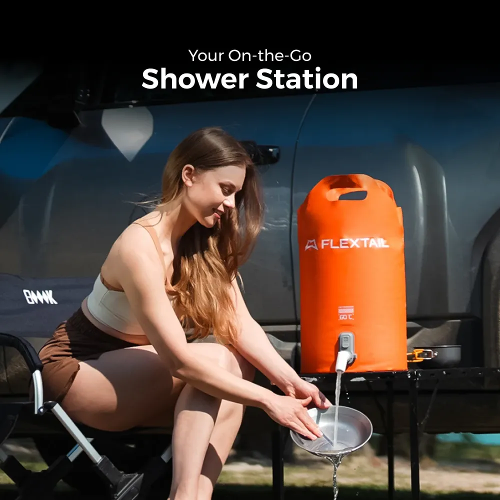 FLEXTAIL Tiny Shower Bucket – Réservoir d'eau extérieur 20 L avec pompe intégrée, distribution automatique et réglage à deux vitesses 1
