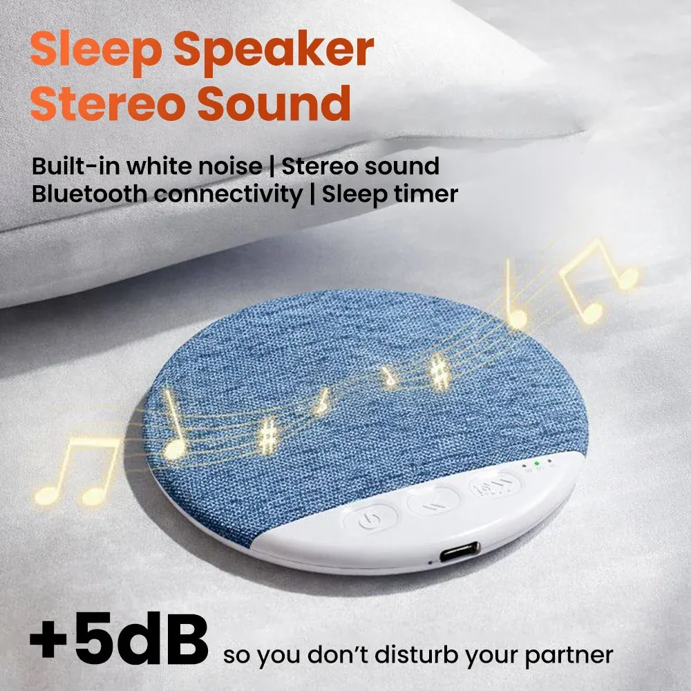 Haut-parleur Bluetooth 5.3 ultra-fin pour oreiller avec minuterie, son stéréo et bruits blancs naturels 2