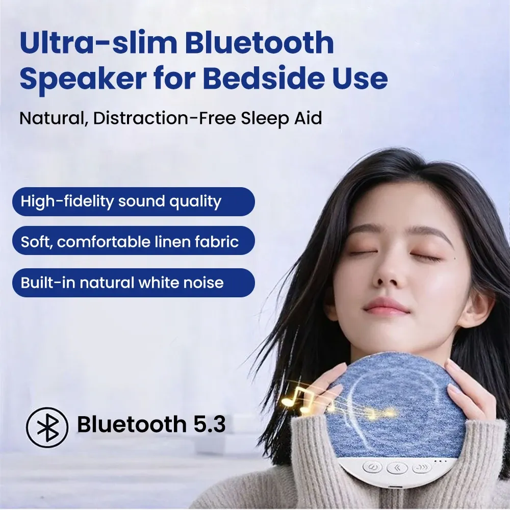 Haut-parleur Bluetooth 5.3 ultra-fin pour oreiller avec minuterie, son stéréo et bruits blancs naturels 6