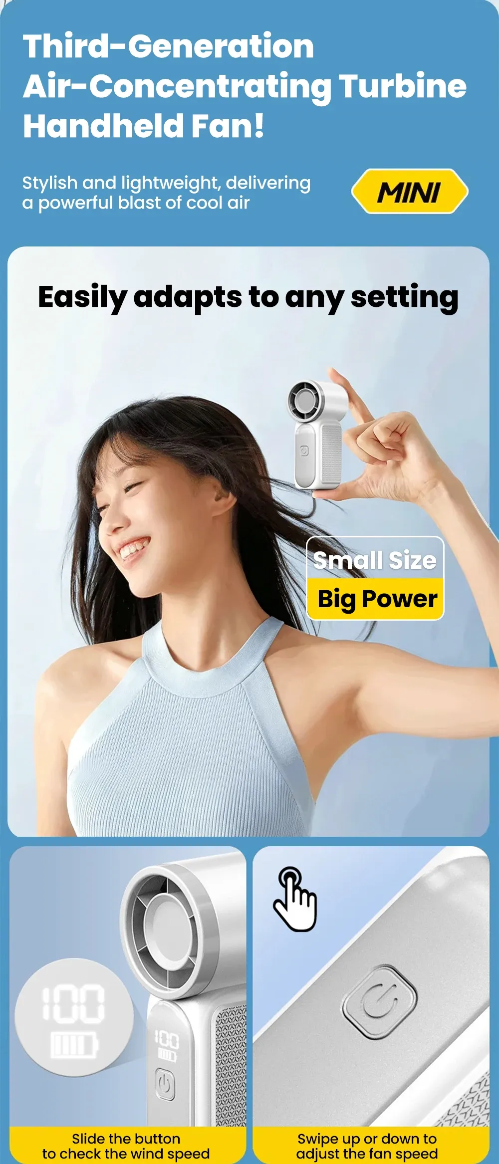 Design ergonomique du mini ventilateur