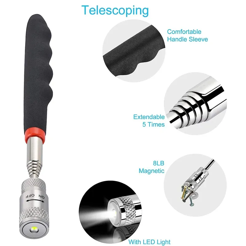 Mini stylo magnétique télescopique portable : outil de ramassage extensible pour boulons et écrous 2