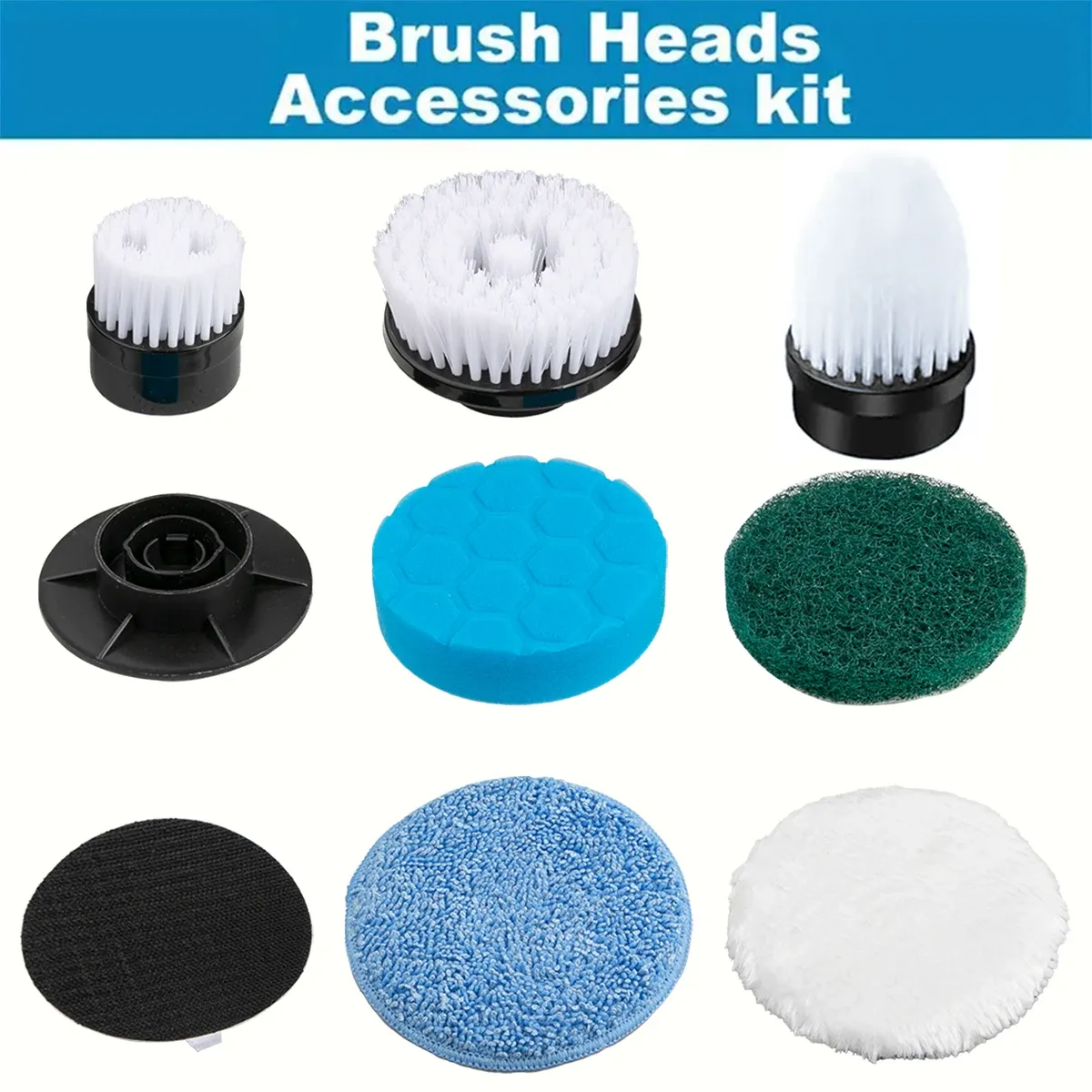 Kit de 9 têtes de brosse de rechange pour nettoyeur rotatif électrique - Image 1