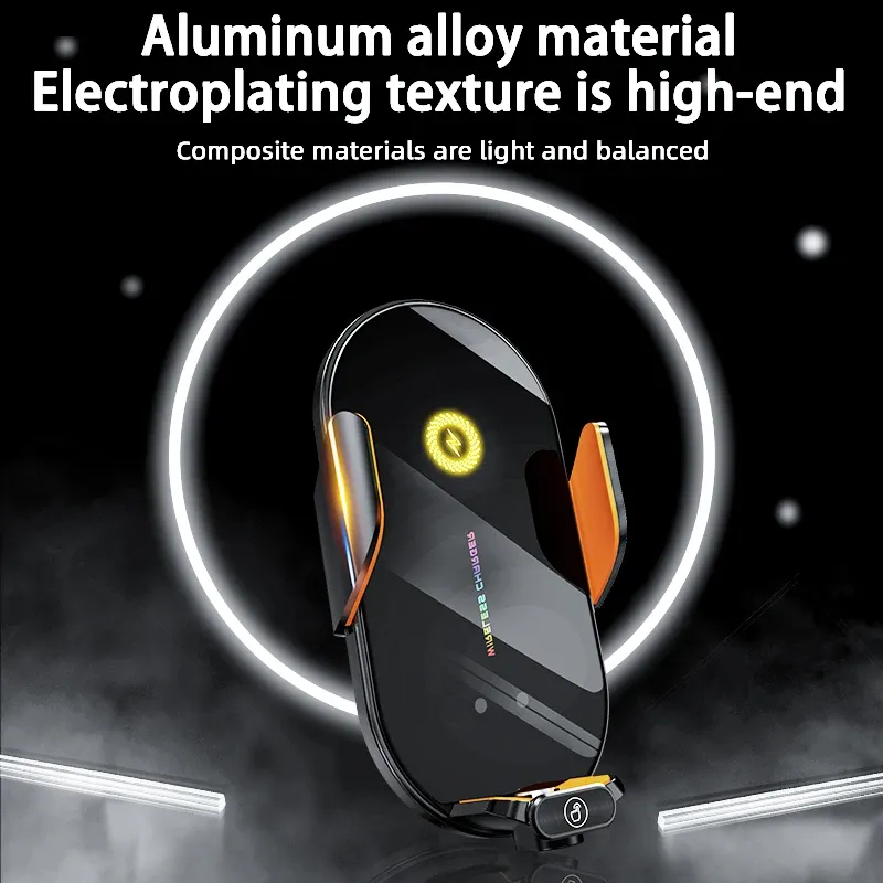 Support de téléphone sans fil pour voiture 66 W, station de charge rapide à induction infrarouge automatique, compatible iPhone 15, 14, 13, 12 et Samsung, Xiaomi 2