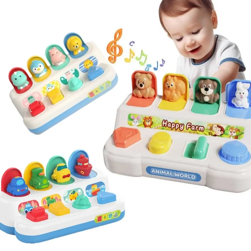 Jouet d'éveil pop-up interactif pour bébé, jeu de cause à effet Montessori