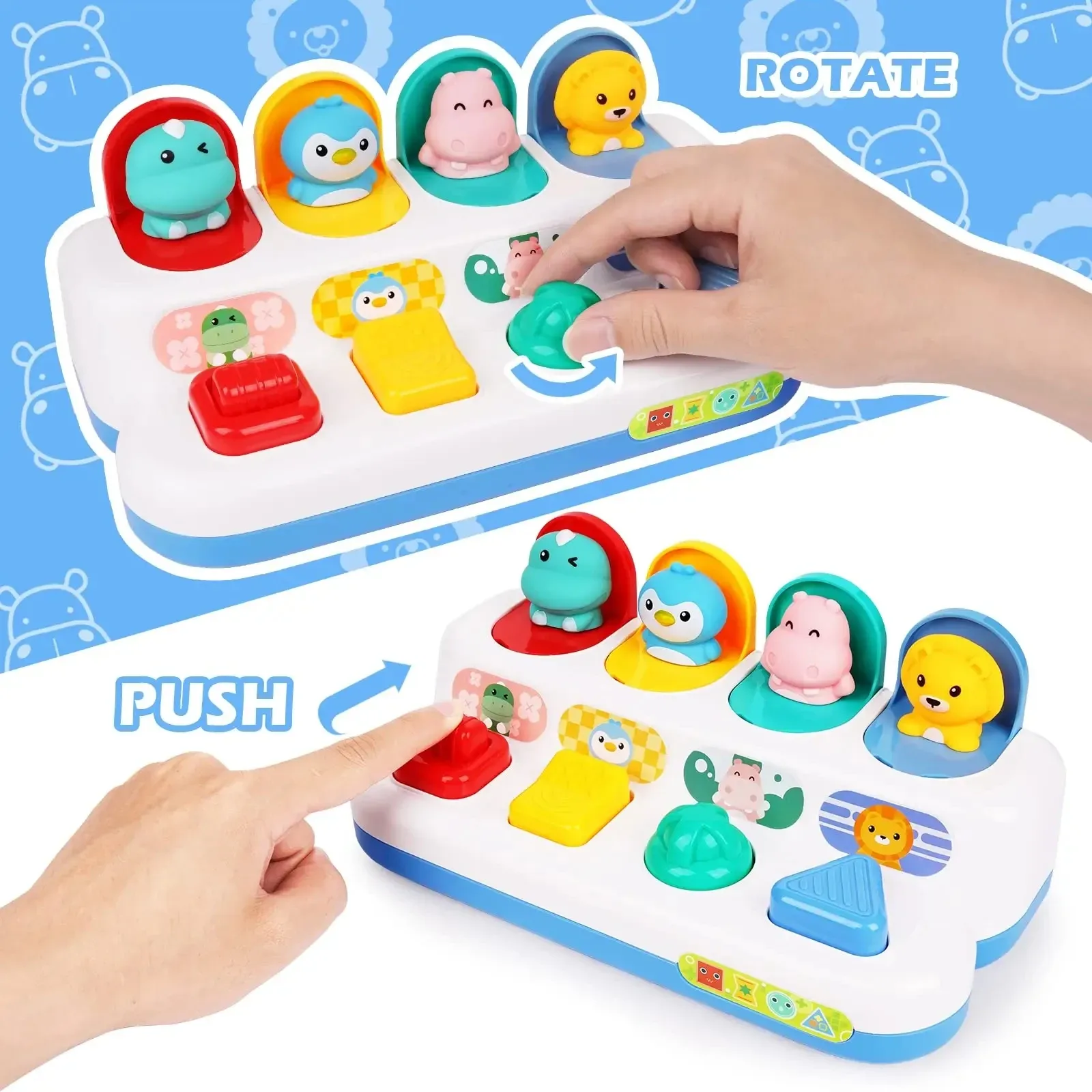 Jouet d'éveil pop-up interactif pour bébé, jeu de cause à effet Montessori 4