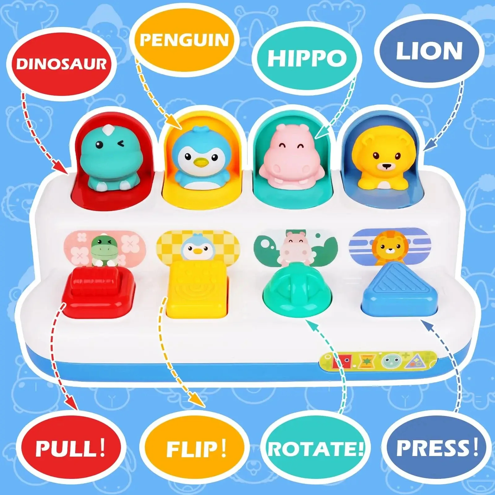 Jouet d'éveil pop-up interactif pour bébé, jeu de cause à effet Montessori 5