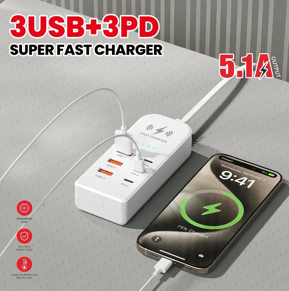 Chargeur USB-C 6 en 1 au design épuré