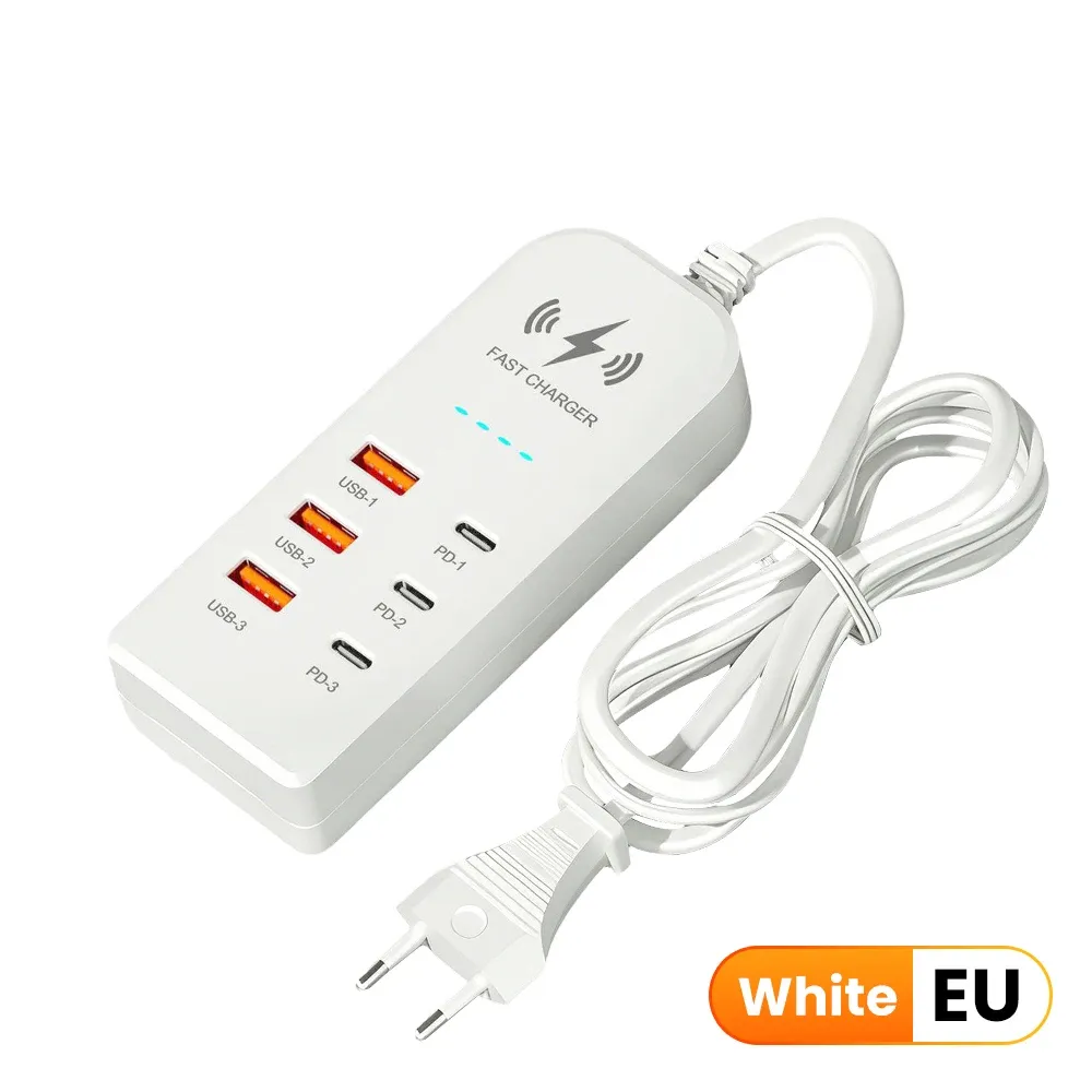 Chargeur mural multiport 6 en 1 à charge rapide USB-C, prises EU/US 8