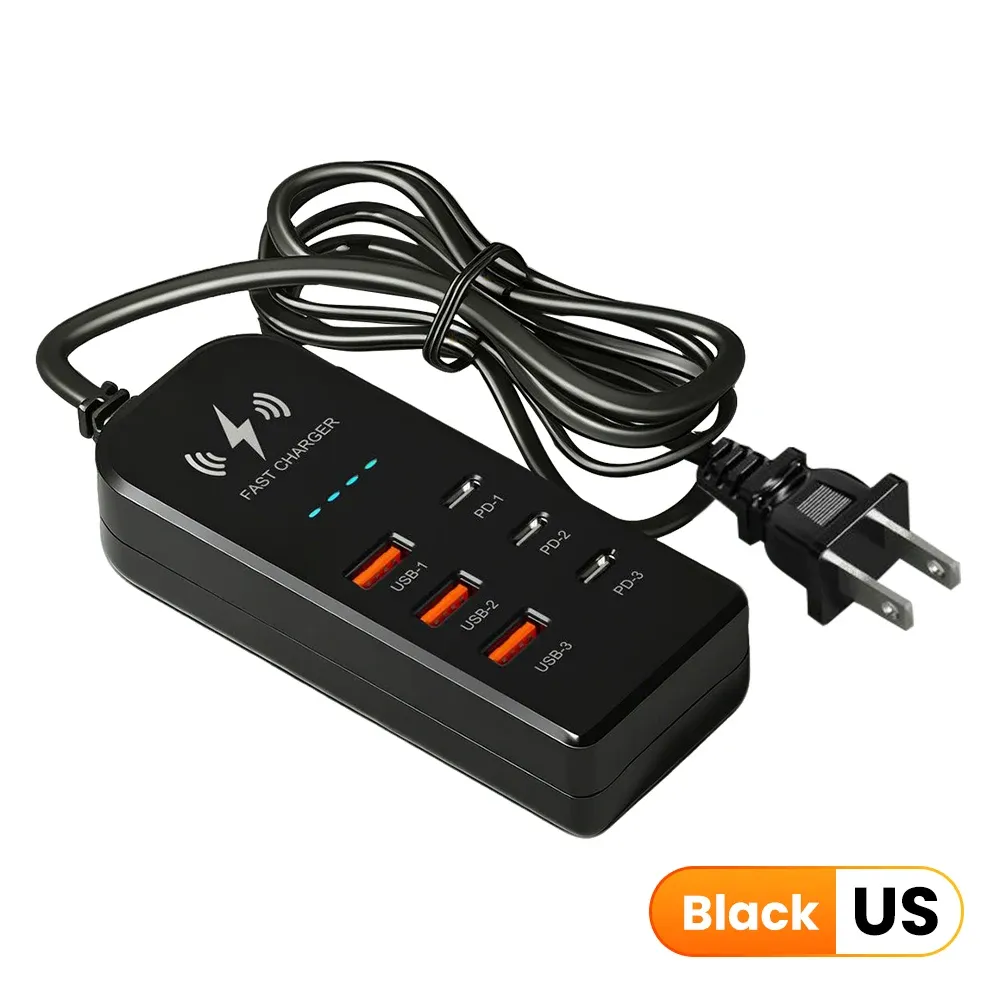 Chargeur mural multiport 6 en 1 à charge rapide USB-C, prises EU/US 9