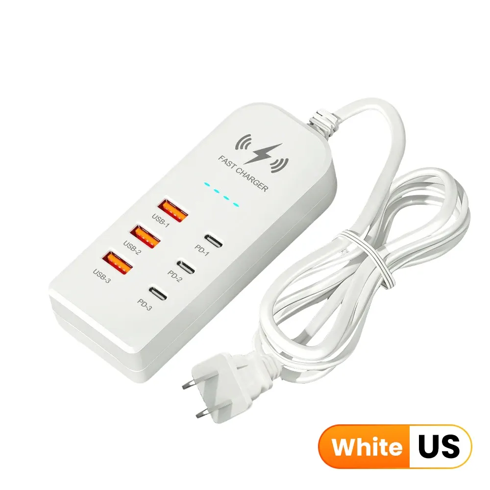 Chargeur mural multiport 6 en 1 à charge rapide USB-C, prises EU/US 10