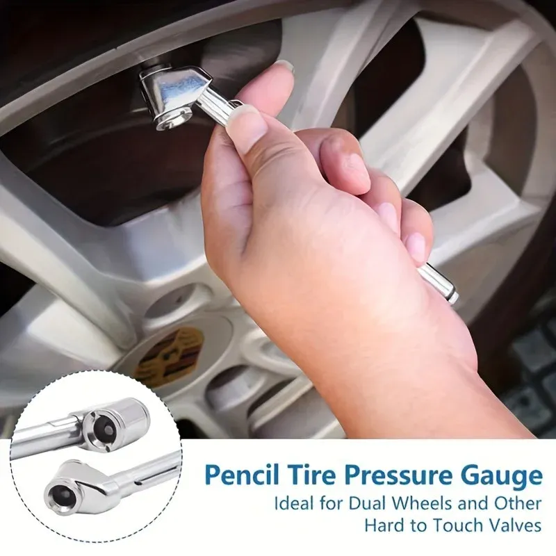 Manomètre de pression pour pneus à crayon, jauge de gonflage pour camions à double tête 10-120 PSI, contrôleur mécanique de précision à double embout 2
