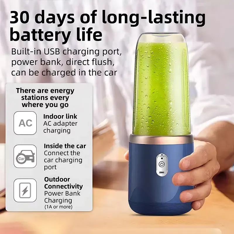 Mini mixeur personnel USB portable pour le voyage, avec gobelet simple ou double pour bouteilles d'eau 3