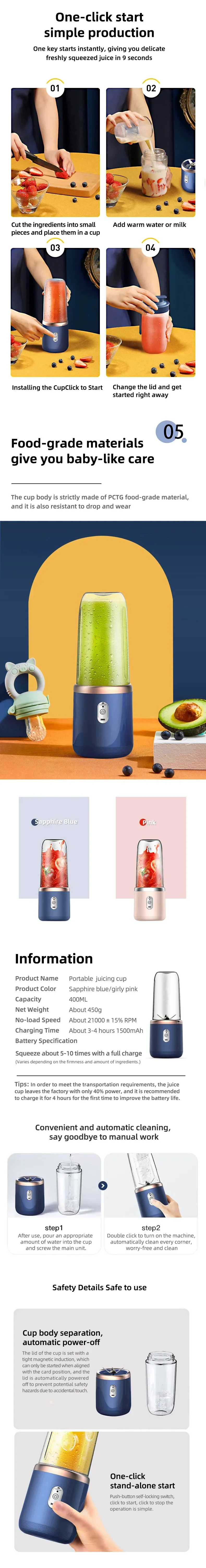 Mini mixeur personnel USB, finitions