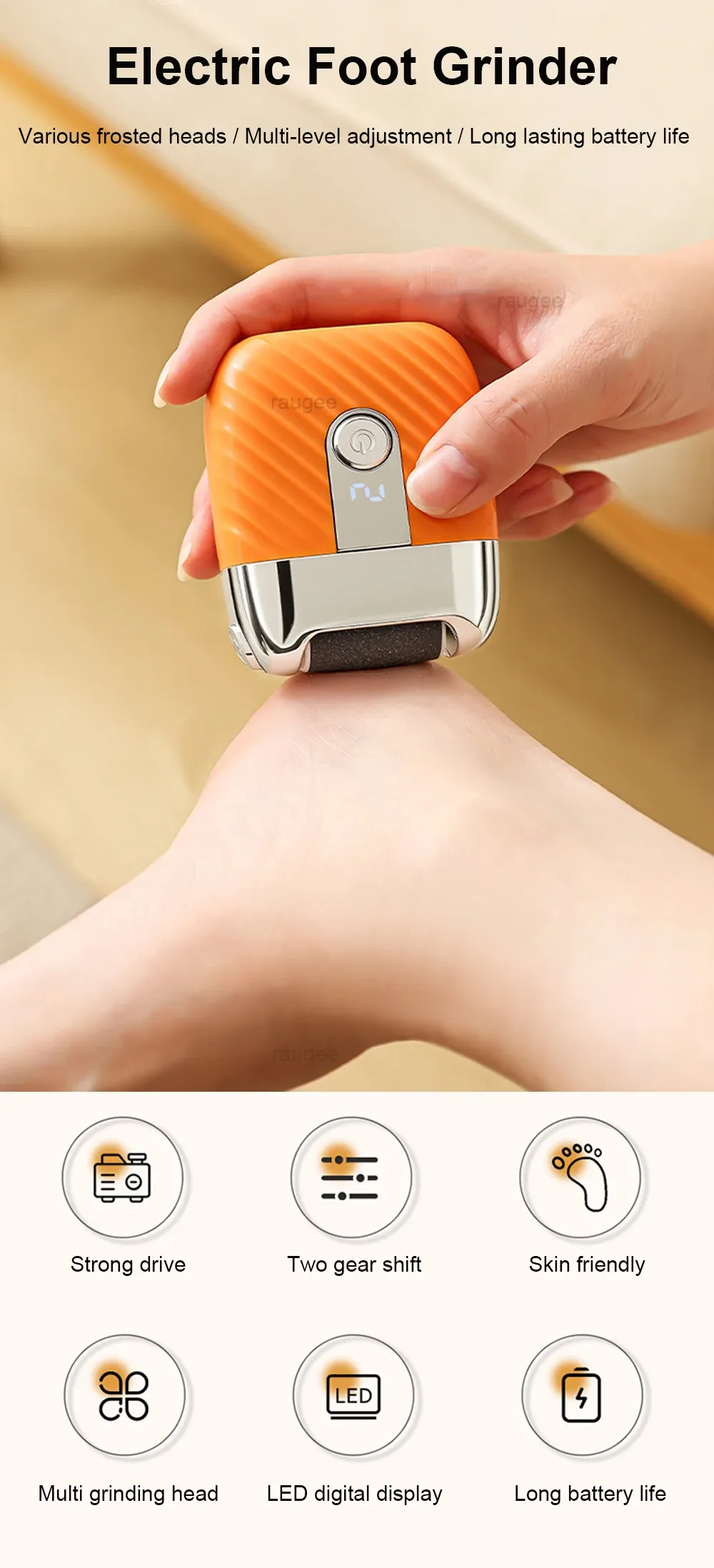 Vue d'ensemble de la ponceuse électrique pour pieds