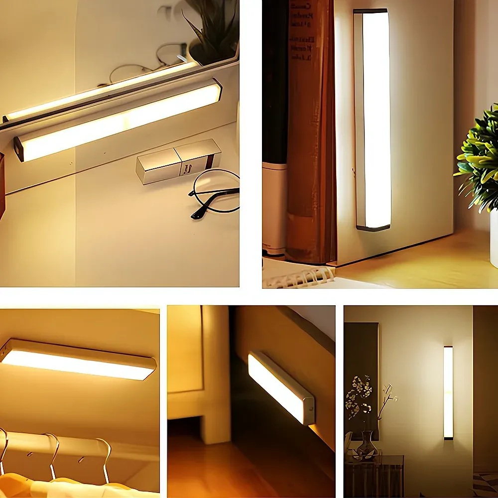 Veilleuse LED sans fil à détecteur de mouvement, rechargeable par USB, avec fixation magnétique pour armoire, chambre, placard, cuisine et couloir 5