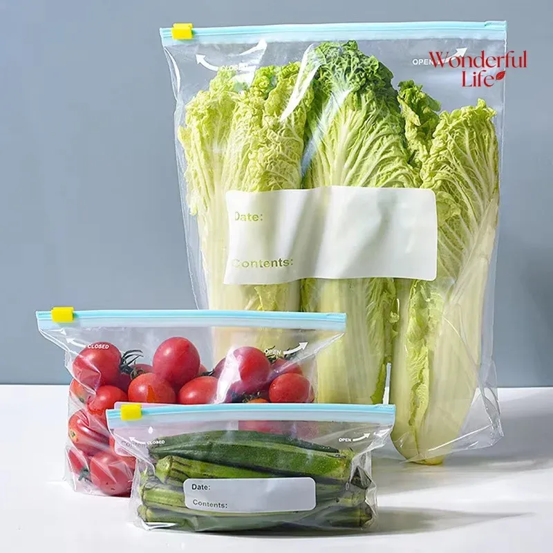 Sacs de rangement réutilisables à fermeture zippée, transparents et de qualité alimentaire, lot de 10 ou 45 pièces