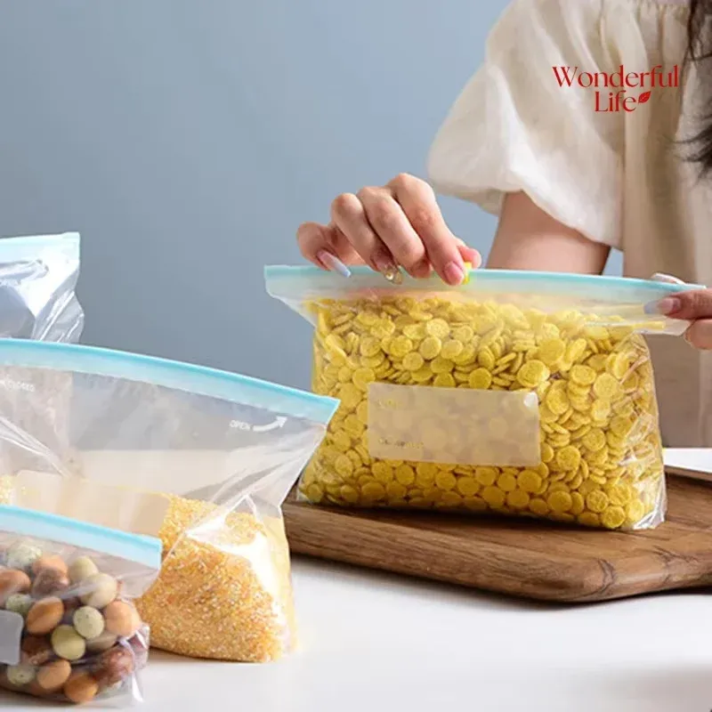 Sacs de rangement réutilisables à fermeture zippée, transparents et de qualité alimentaire, lot de 10 ou 45 pièces 2