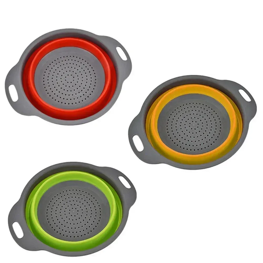Panier égouttoir pliant en silicone, mise en situation
