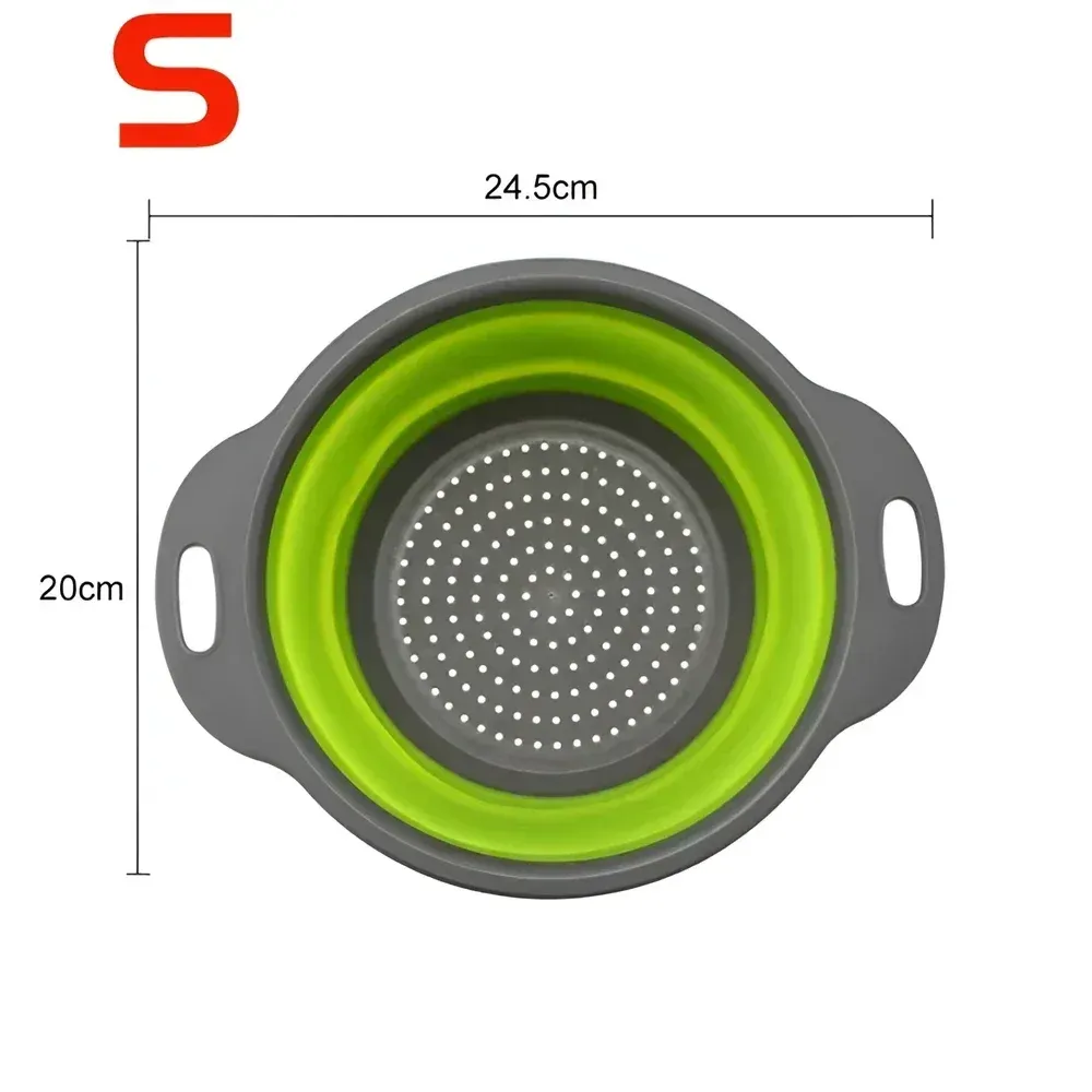 Panier égouttoir pliant en silicone, lot de 2, passoire pliable pour fruits et légumes 17