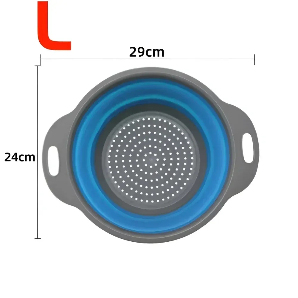 Panier égouttoir pliant en silicone, lot de 2, passoire pliable pour fruits et légumes 18
