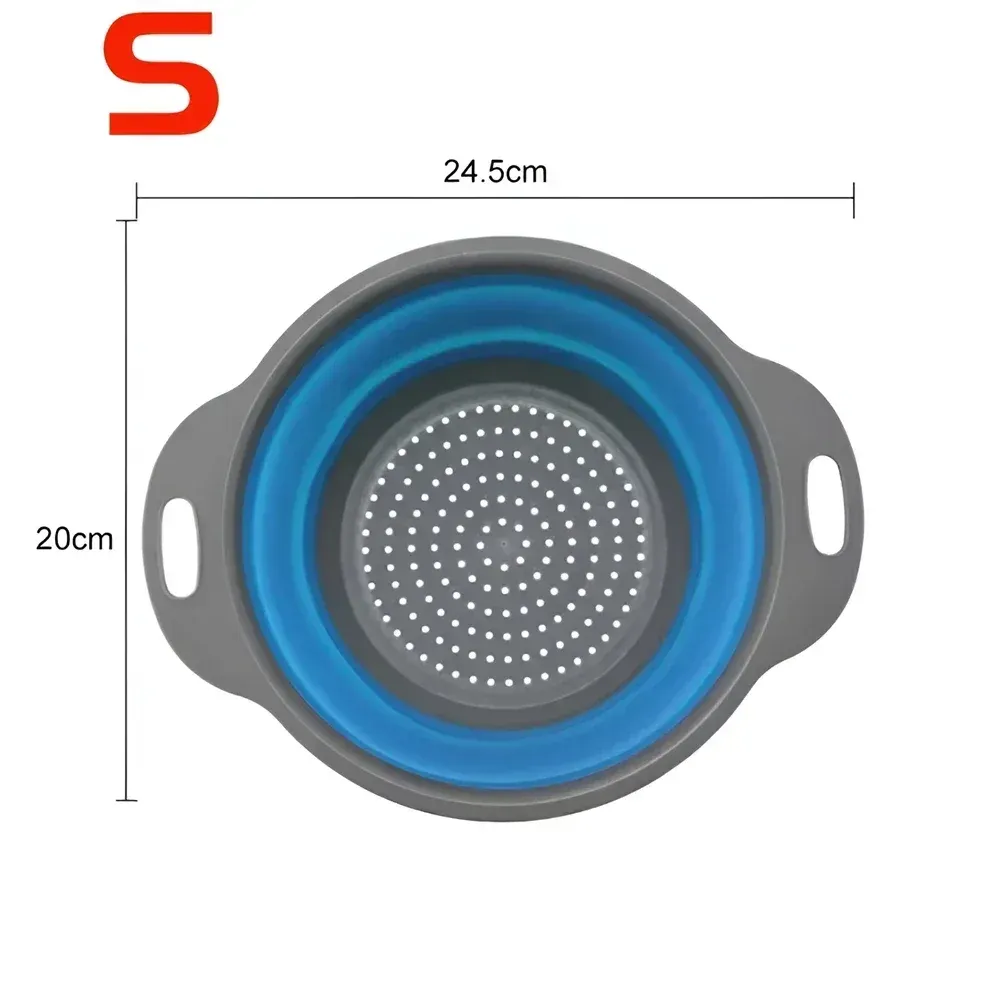 Panier égouttoir pliant en silicone, lot de 2, passoire pliable pour fruits et légumes 16