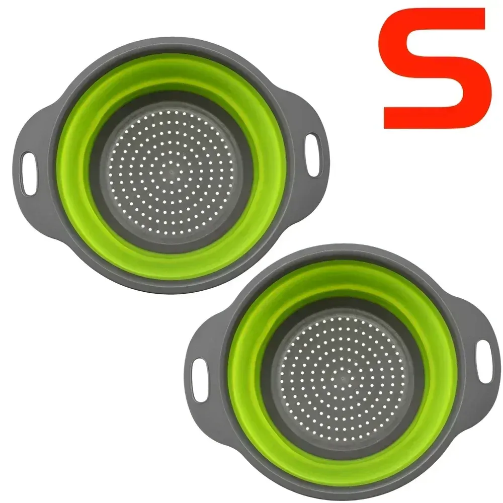Panier égouttoir pliant en silicone, lot de 2, passoire pliable pour fruits et légumes 12