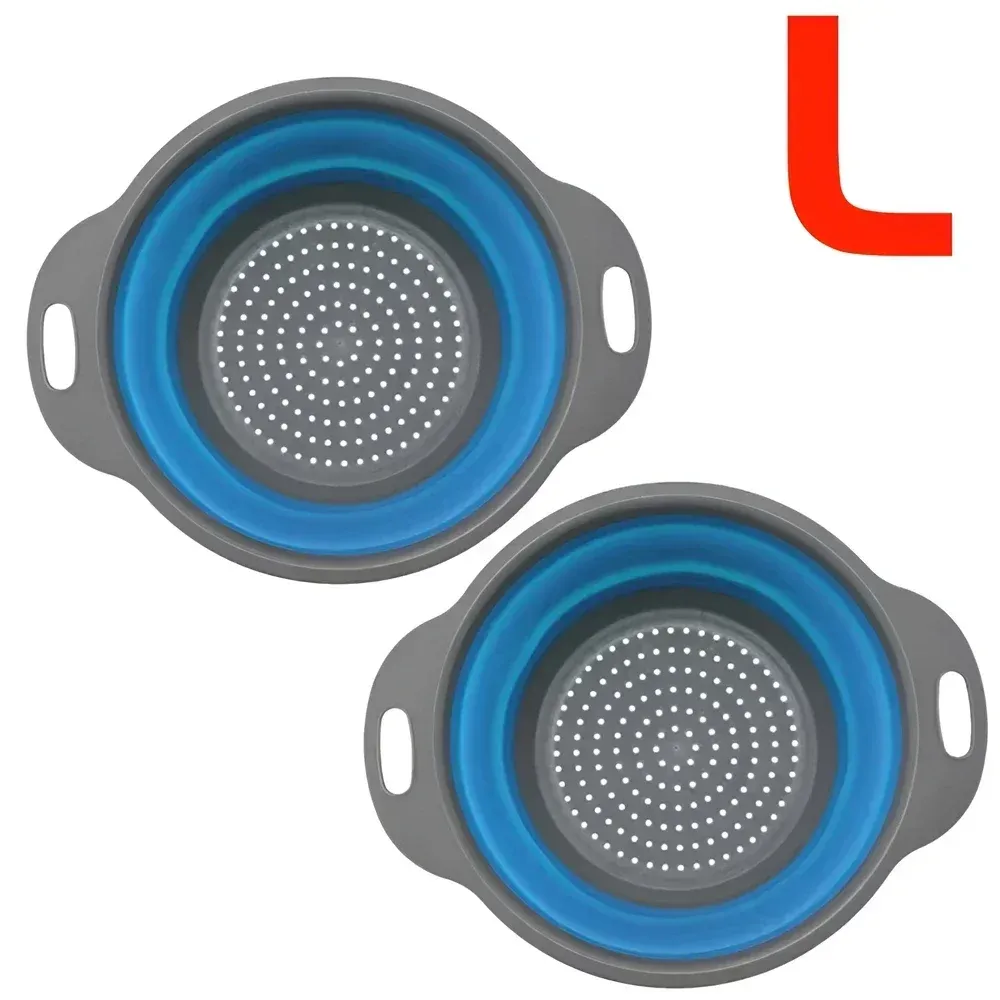 Panier égouttoir pliant en silicone, lot de 2, passoire pliable pour fruits et légumes 9