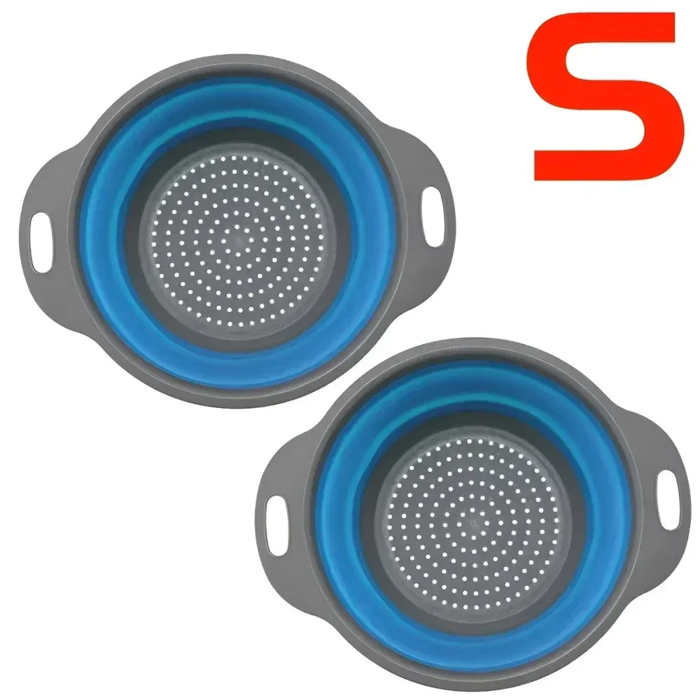 Panier égouttoir pliant en silicone, lot de 2, passoire pliable pour fruits et légumes 7