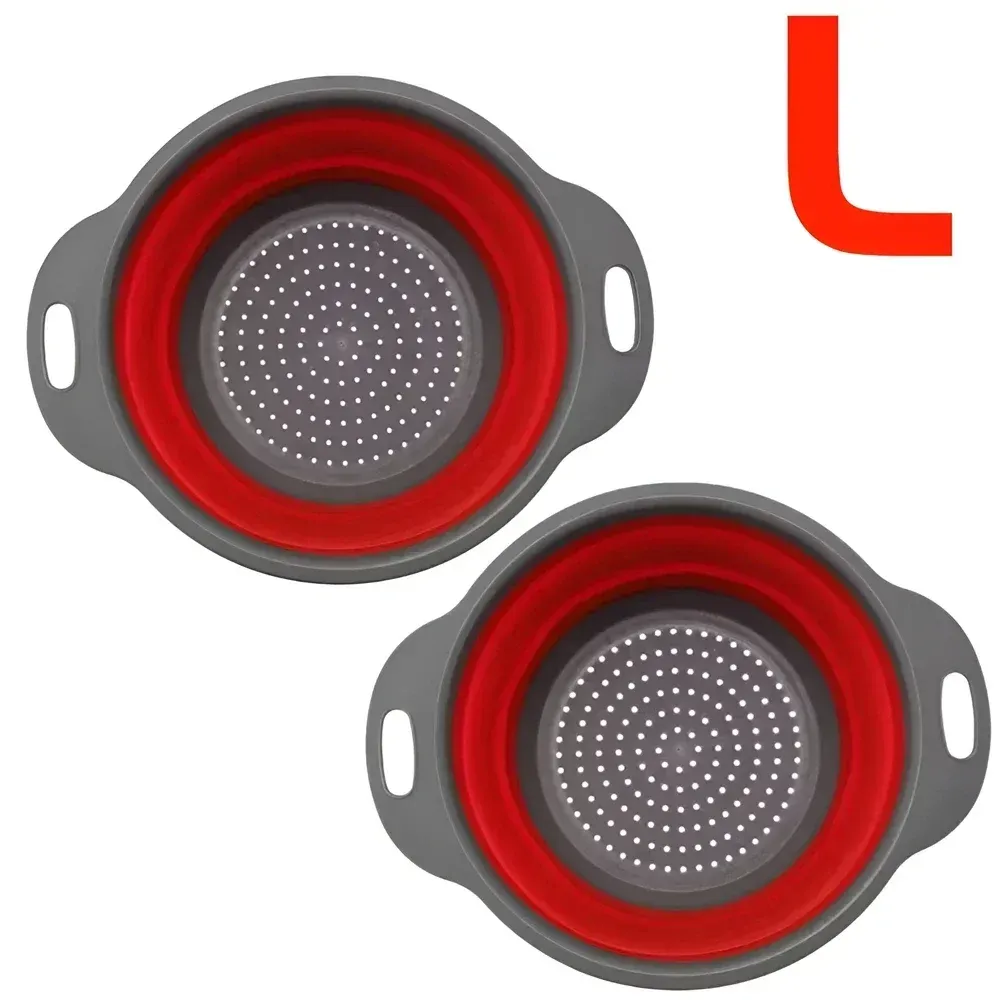 Panier égouttoir pliant en silicone, lot de 2, passoire pliable pour fruits et légumes 8