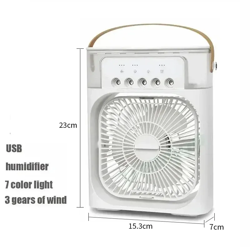 Ventilateur portable 3 en 1 avec climatiseur, mini refroidisseur d'air, humidificateur et veilleuse LED pour le bureau et la maison 7