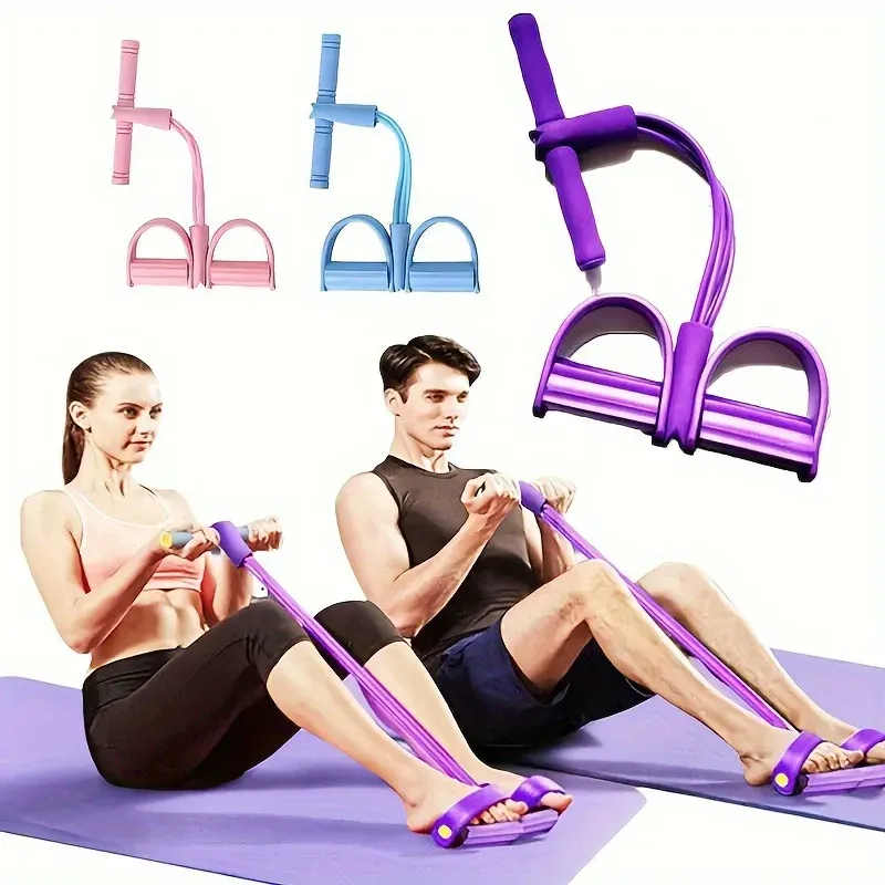 Tensionneur de bande de résistance 4 niveaux avec poignées antidérapantes - Équipement de fitness à domicile pour l'entraînement abdominal - Image 1