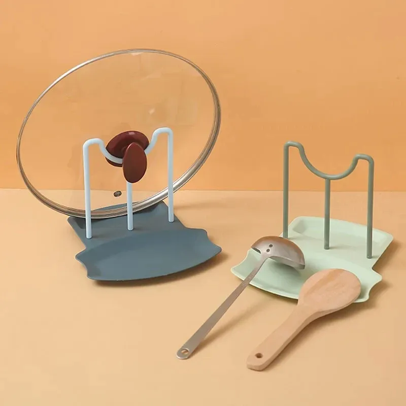 Support de rangement pour couvercles de casseroles et poêles – Étagère de cuisine sans perçage avec porte-ustensiles 3
