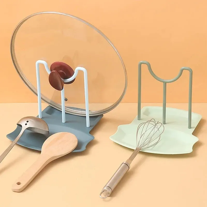 Support de rangement pour couvercles de casseroles et poêles – Étagère de cuisine sans perçage avec porte-ustensiles - Image 1