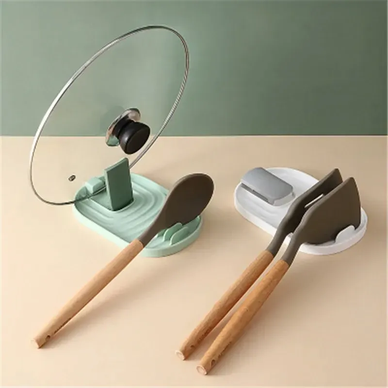 Support de rangement pour couvercles de casseroles et poêles – Étagère de cuisine sans perçage avec porte-ustensiles 5