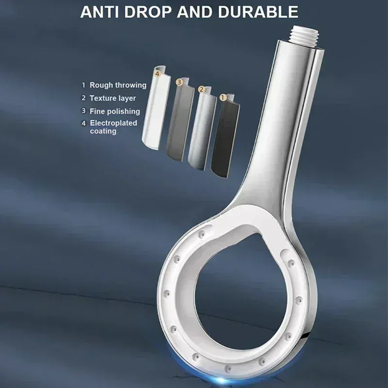 Pommeau de douche à main pressurisé avec grand panneau, accessoires de salle de bain 5