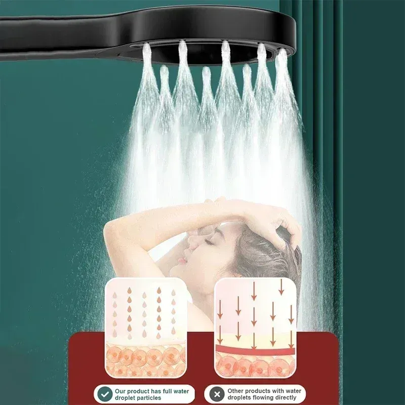 Pommeau de douche à main pressurisé en situation d'utilisation