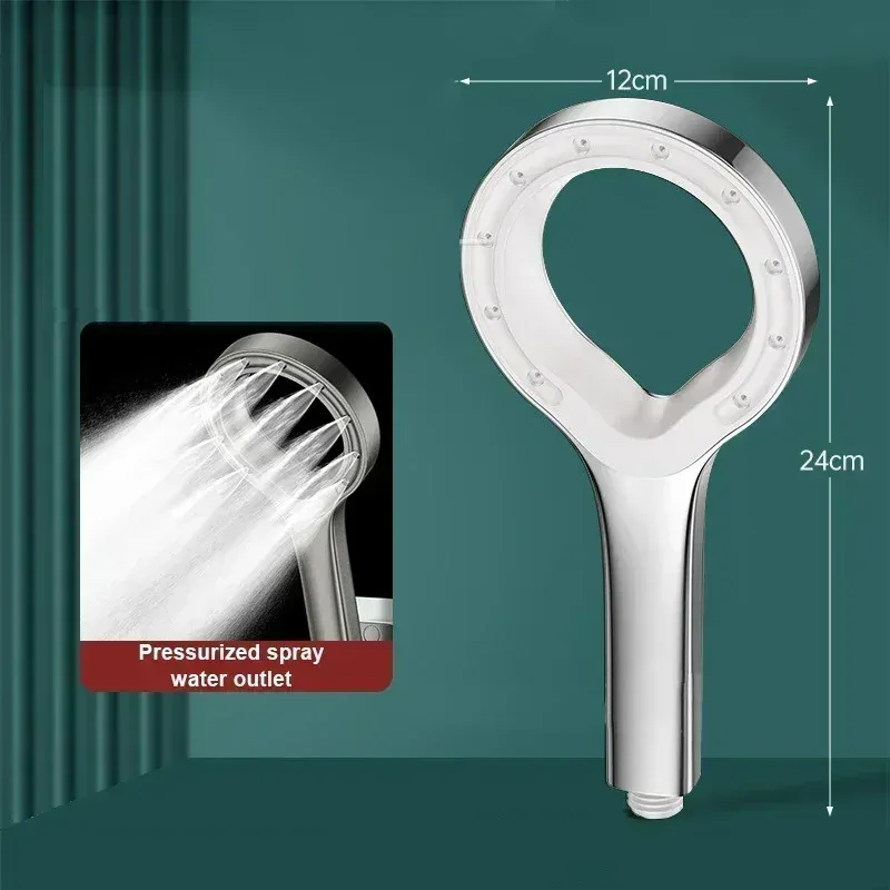 Pommeau de douche à main pressurisé avec grand panneau, accessoires de salle de bain 7