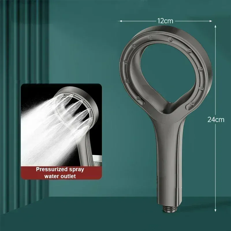 Pommeau de douche à main pressurisé avec grand panneau, accessoires de salle de bain 9
