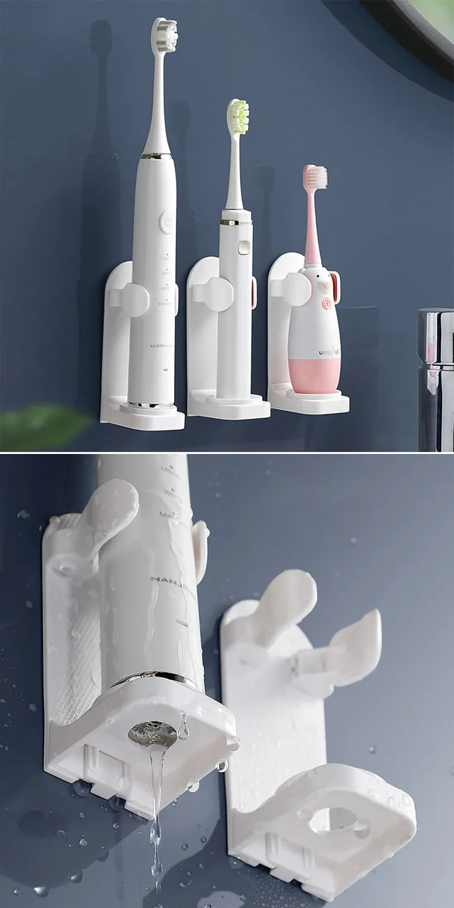 Brosse à dents électrique maintenue sur son support