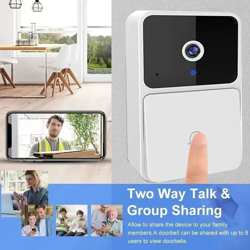 Sonnette vidéo WiFi sans fil pour la sécurité de la maison - Caméra HD, vision nocturne, interphone bidirectionnel et changement de voix 2