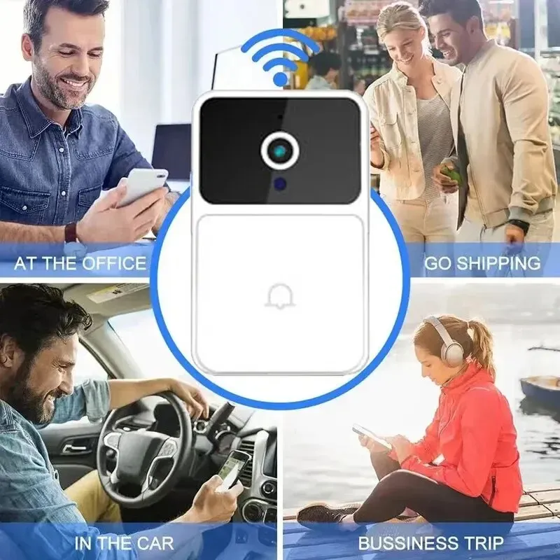 Sonnette vidéo WiFi sans fil pour la sécurité de la maison - Caméra HD, vision nocturne, interphone bidirectionnel et changement de voix 5