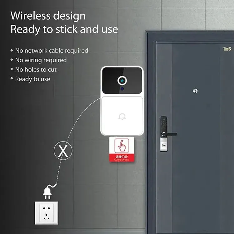 Sonnette vidéo WiFi sans fil, caméra et éclairage