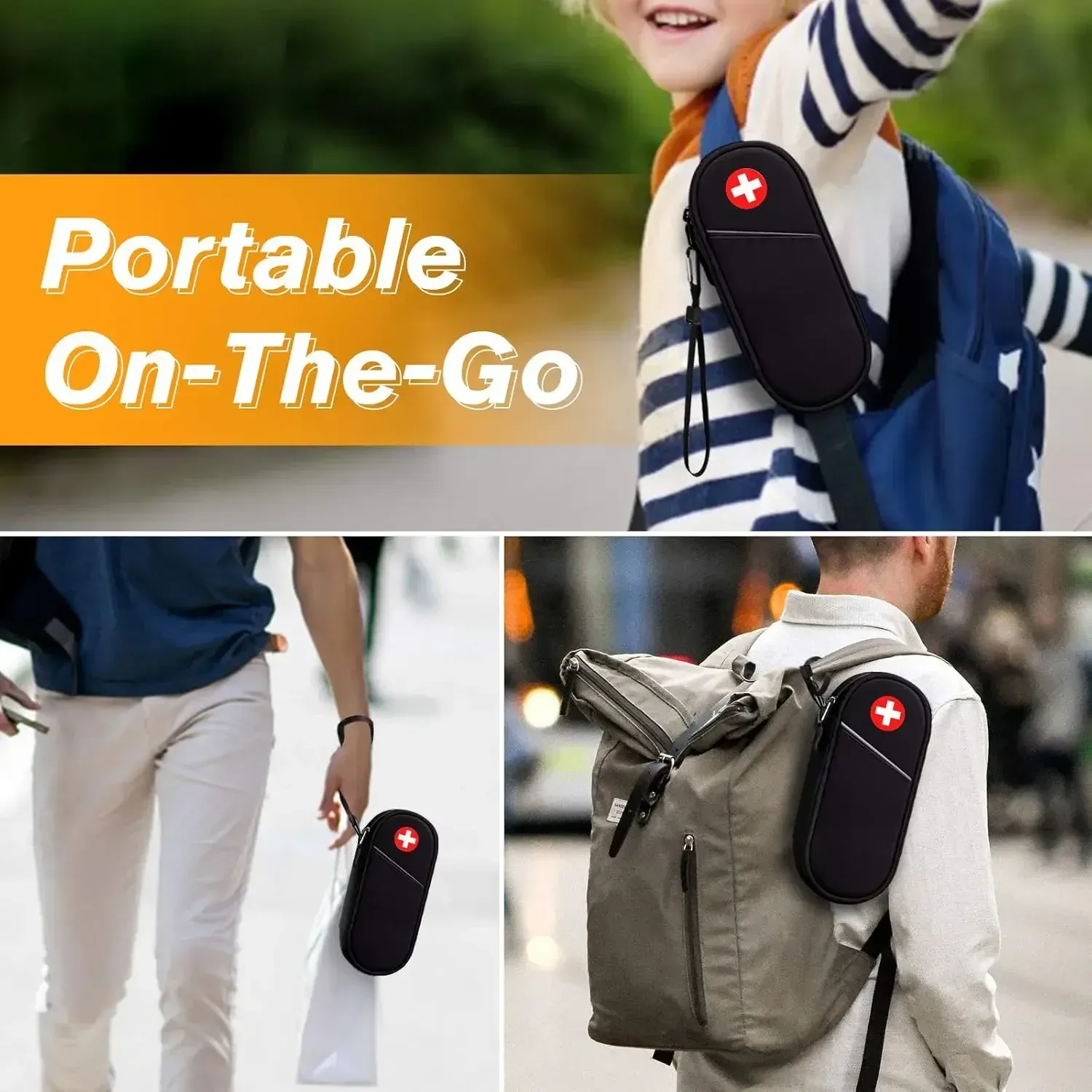 Sac organisateur de médicaments de voyage pour fournitures médicales d'urgence, avec 2 pochettes isolées pour EpiPens 5