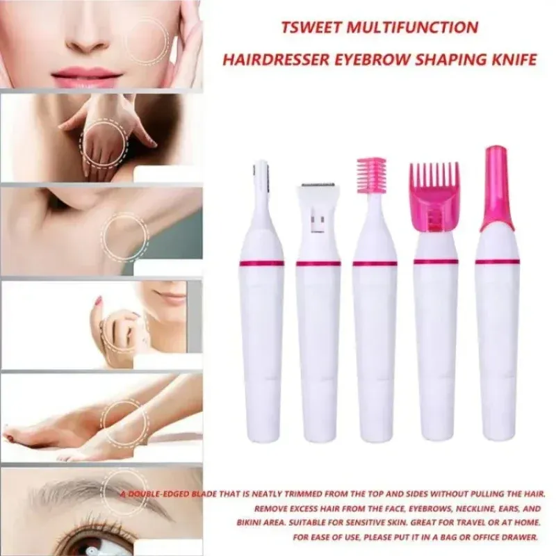 Ensemble épilateur 5 en 1 pour femme : rasoir visage, rasoir sourcils et tondeuse bikini 2