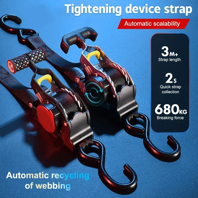 Sangle à cliquet rétractable automatique pour motos et bagages 2